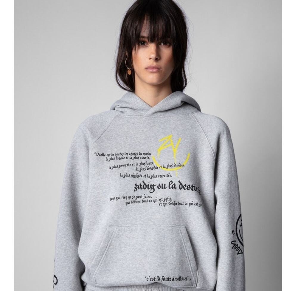 Zadig & Voltaire Georgy Multicusto Voltaire Happy Hoodie Mantras Grey Medium
